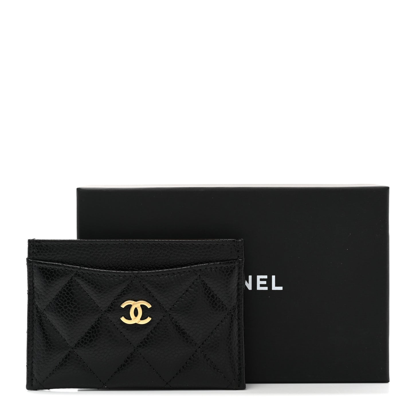 Caviar Quilted Card Holder Black
