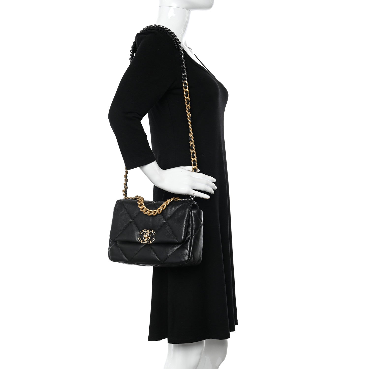 Chanel Lambskin Quilted Medium Chanel 19 Flap Black 2 of 9