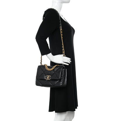 Chanel Lambskin Quilted Medium Chanel 19 Flap Black 2 of 9