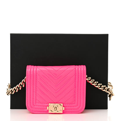 Chanel Patent Chevron Boy Flap Waist Belt Bag Pink 12 of 12