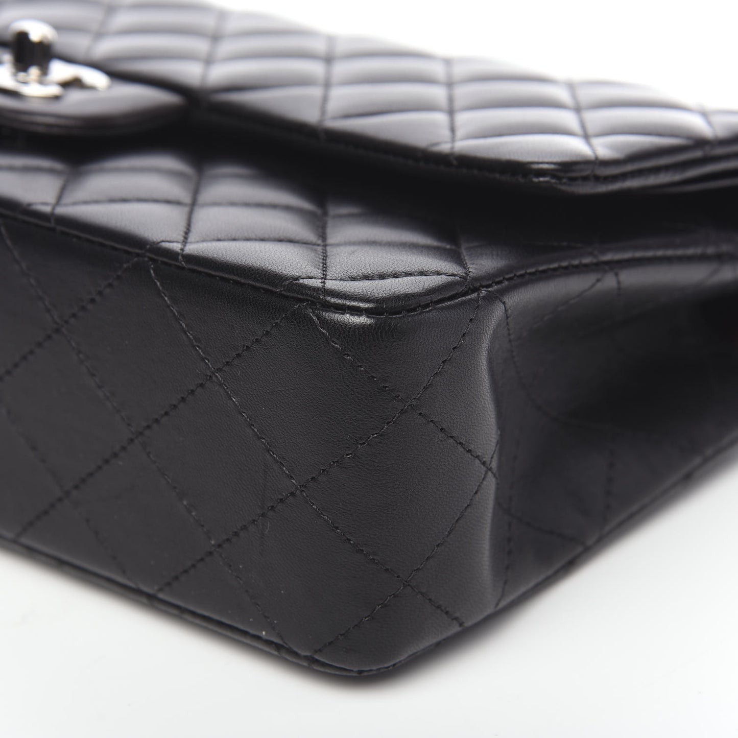 Lambskin Quilted Medium Double Flap Black