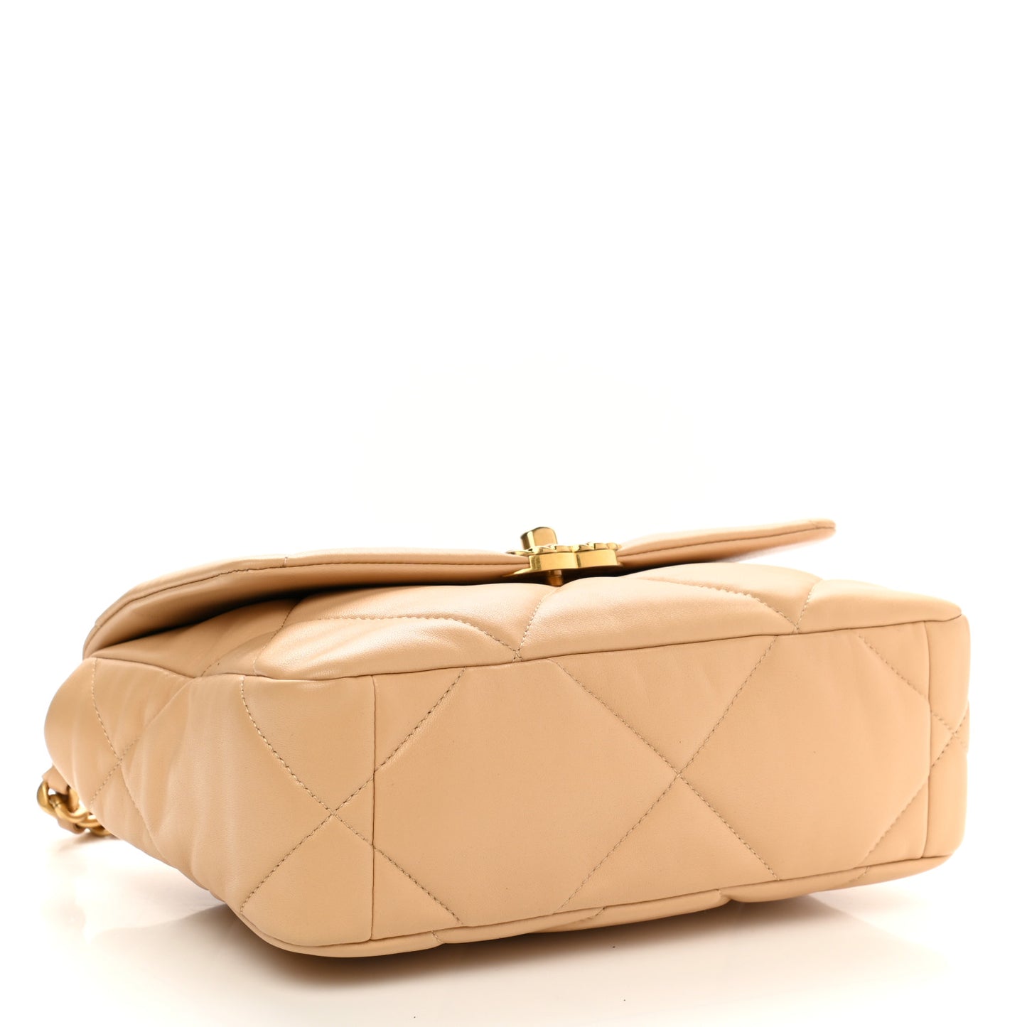 Lambskin Quilted Medium Chanel 19 Flap Beige