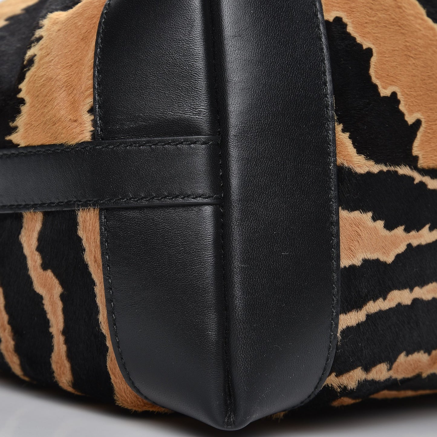 Calf Hair Zebra Print Medium Craft Tote Black