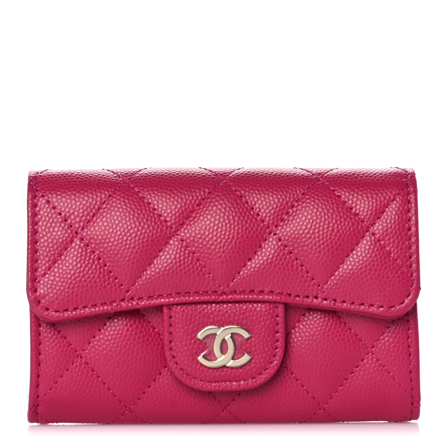 Chanel Caviar Quilted Flap Card Holder Wallet Fuchsia 1 of 12