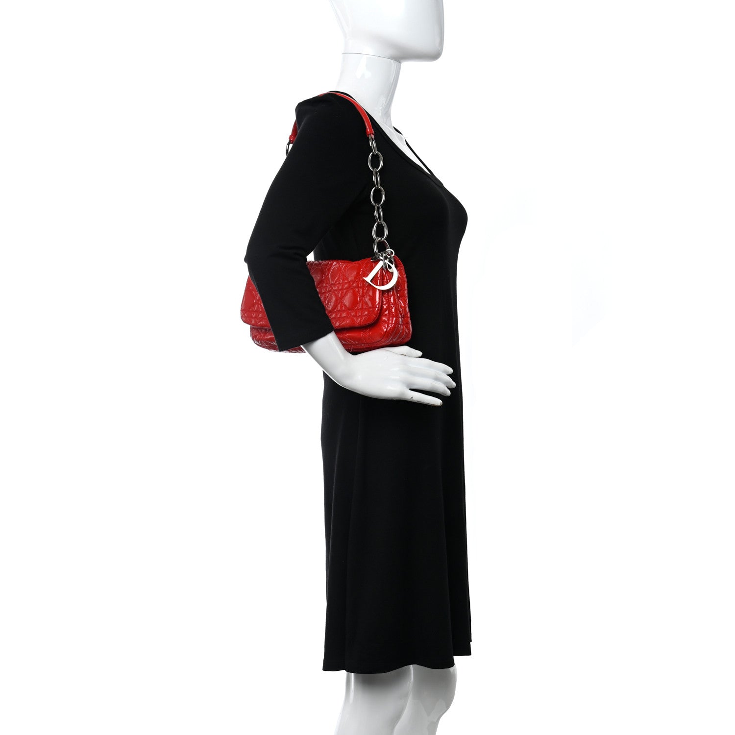 Christian Dior Patent Cannage Rendezvous Flap Red 2 of 10