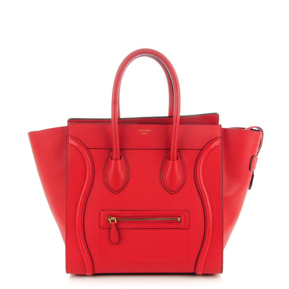Celine Drummed Calfskin Mini Luggage Coquelicot 1 of 7