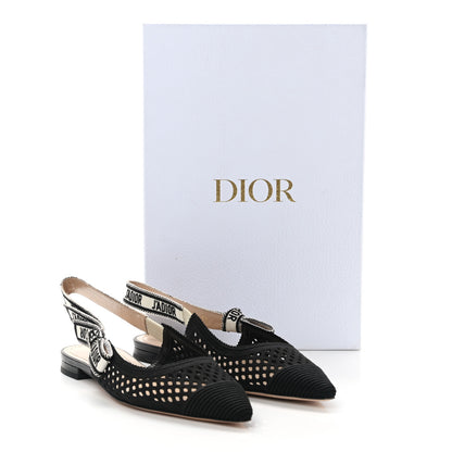 Christian Dior Resille Ribbon J'Adior Slingback Ballet Flats 37 Black 9 of 9