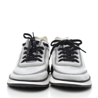Chanel Calfskin Mesh Lycra Womens Logo Sneakers 38.5 White Black 2 of 8