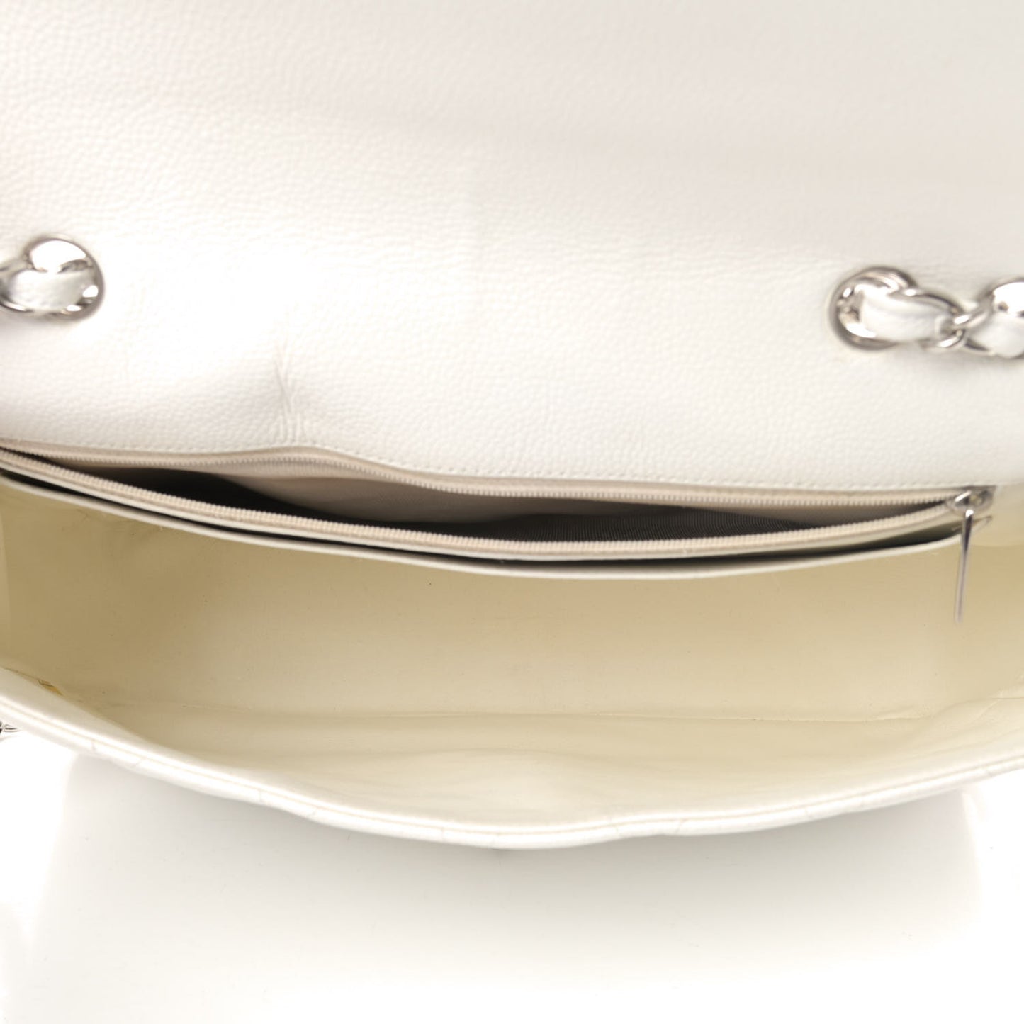 Caviar Quilted Jumbo Single Flap White