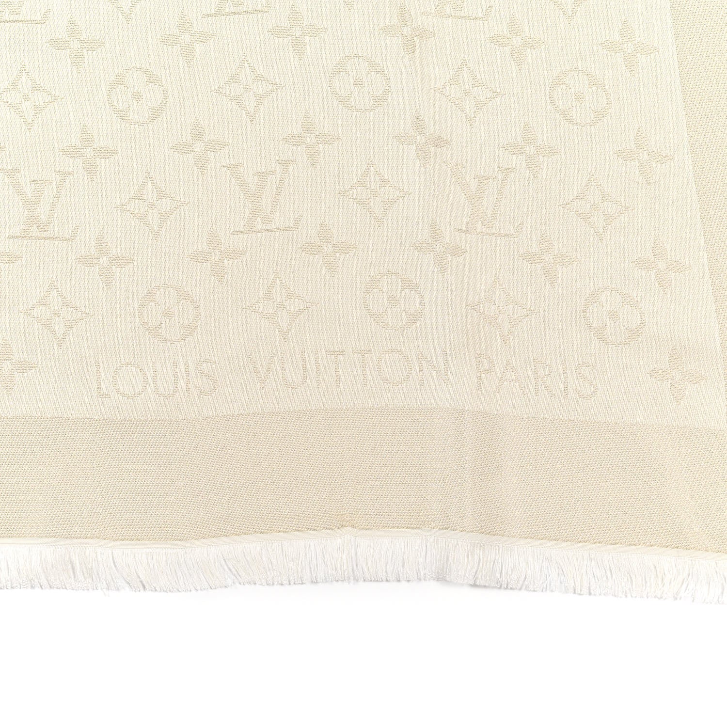Louis Vuitton Silk Wool Monogram Shine Shawl White 2 of 5