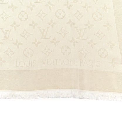 Louis Vuitton Silk Wool Monogram Shine Shawl White 2 of 5