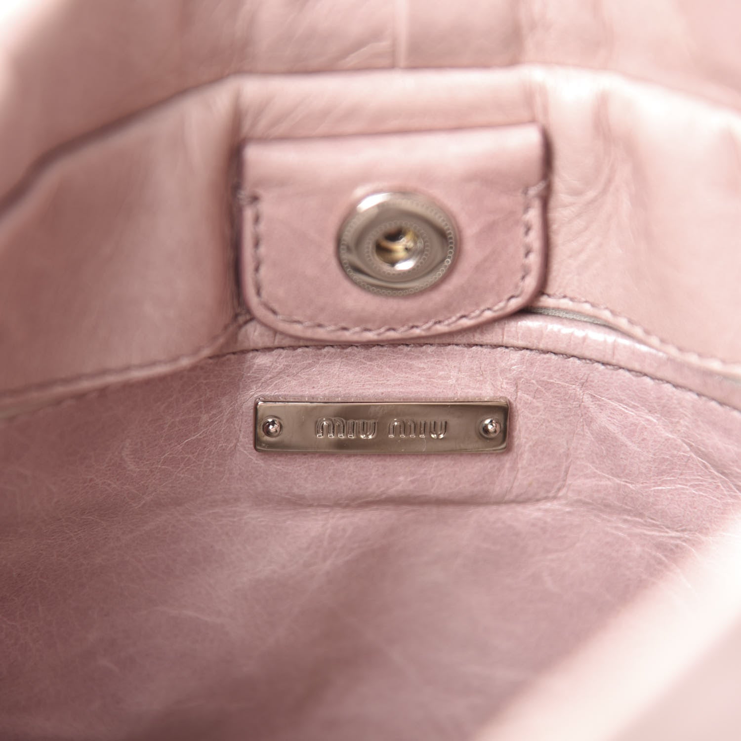 Miu Miu Vitello Shine Top Handle Satchel Mughetto 9 of 13