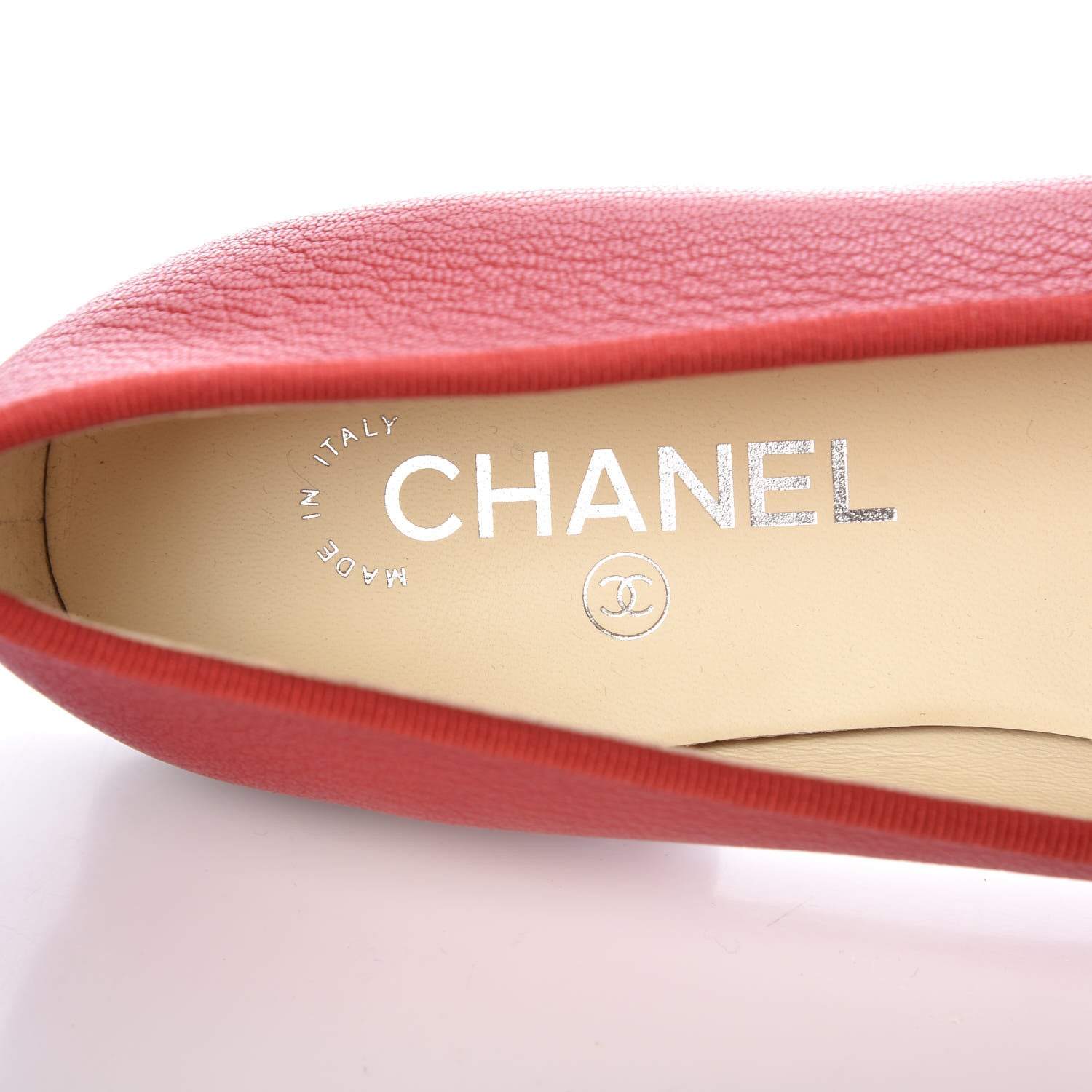 Chanel Goatskin Patent Cap Toe CC Ballerina Flats 41 Red 7 of 9