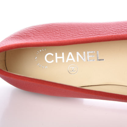 Chanel Goatskin Patent Cap Toe CC Ballerina Flats 41 Red 7 of 9