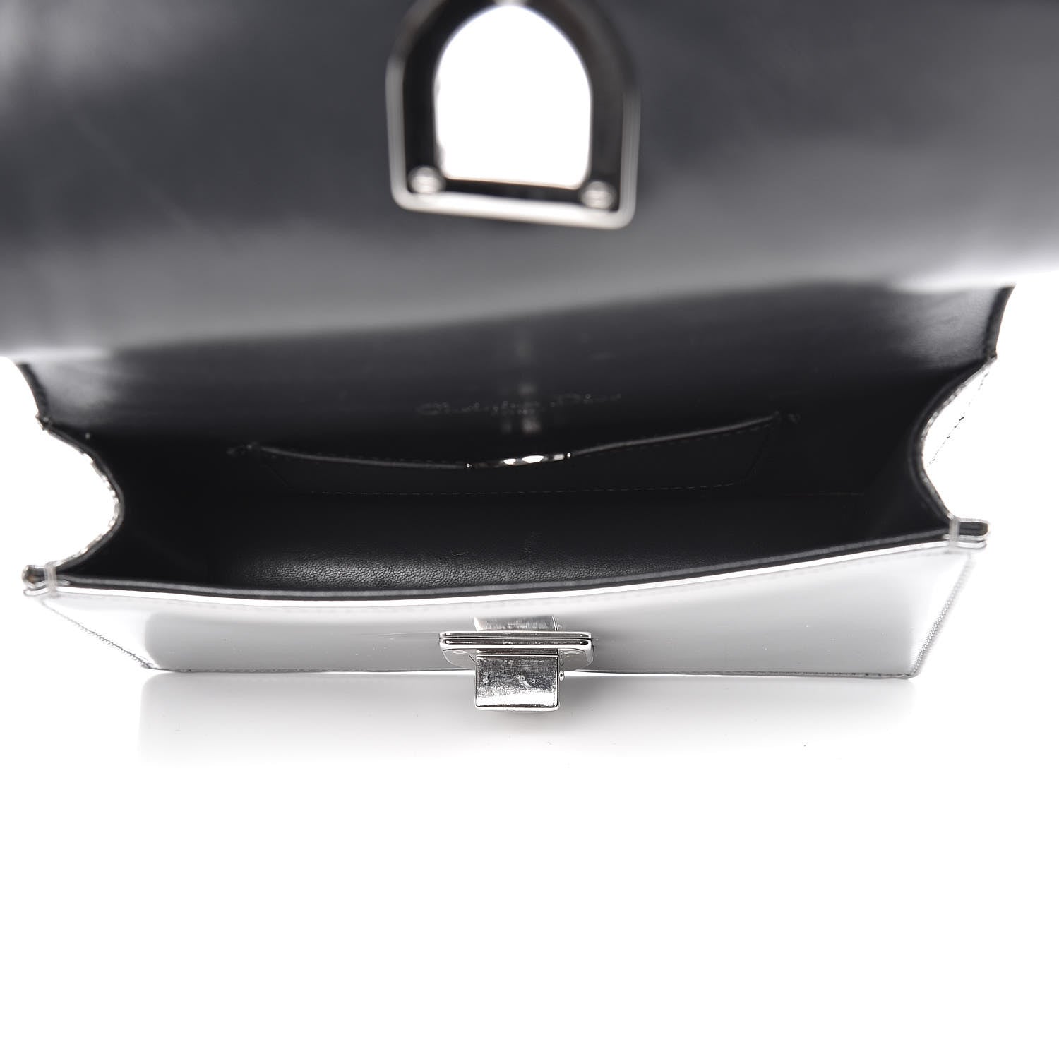Christian Dior Metallic Patent Micro-Cannage Baby Diorama Flap Bag Silver 5 of 9