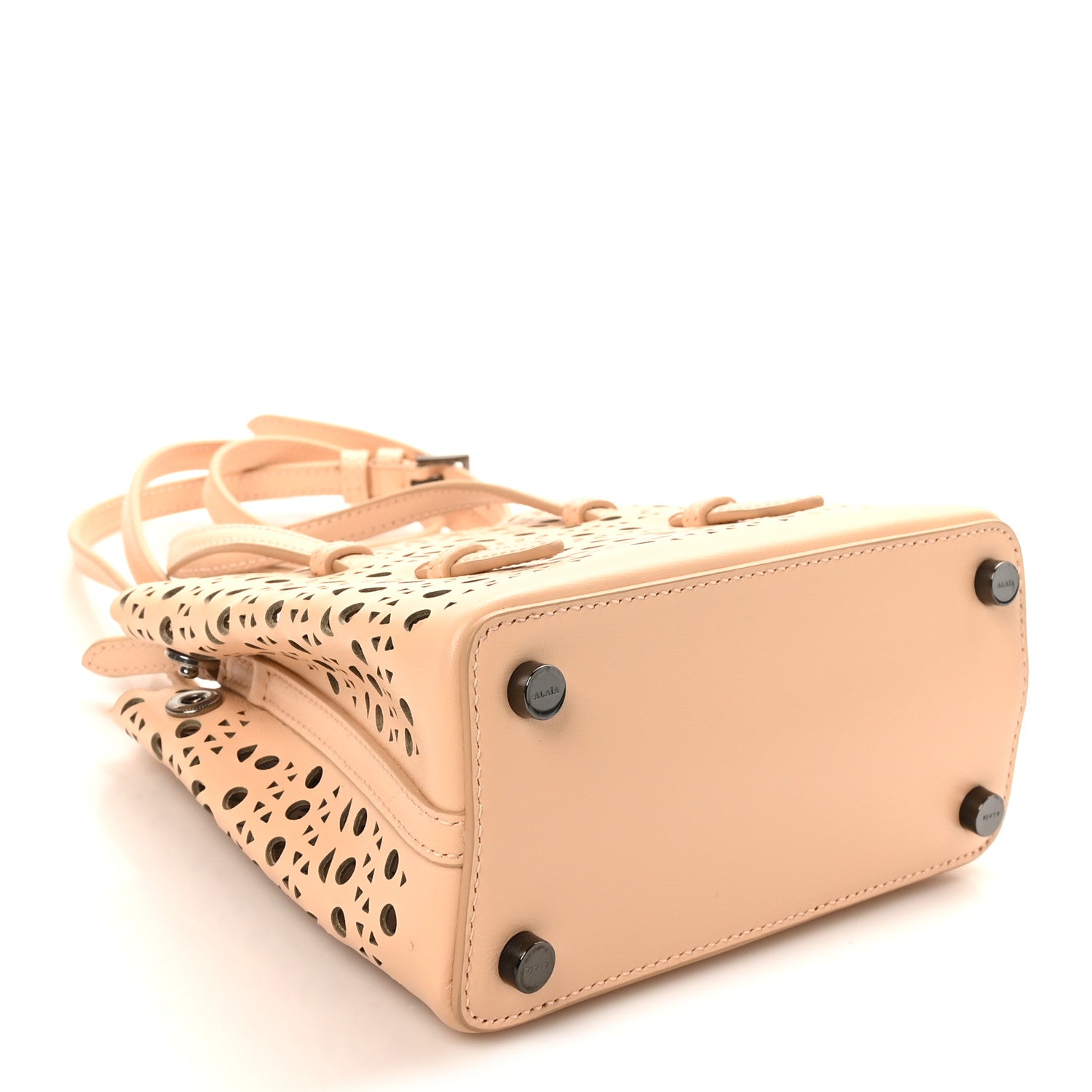 Alaia Lux Calfskin Vienne Wave Mina 16 Bag Peche 4 of 9
