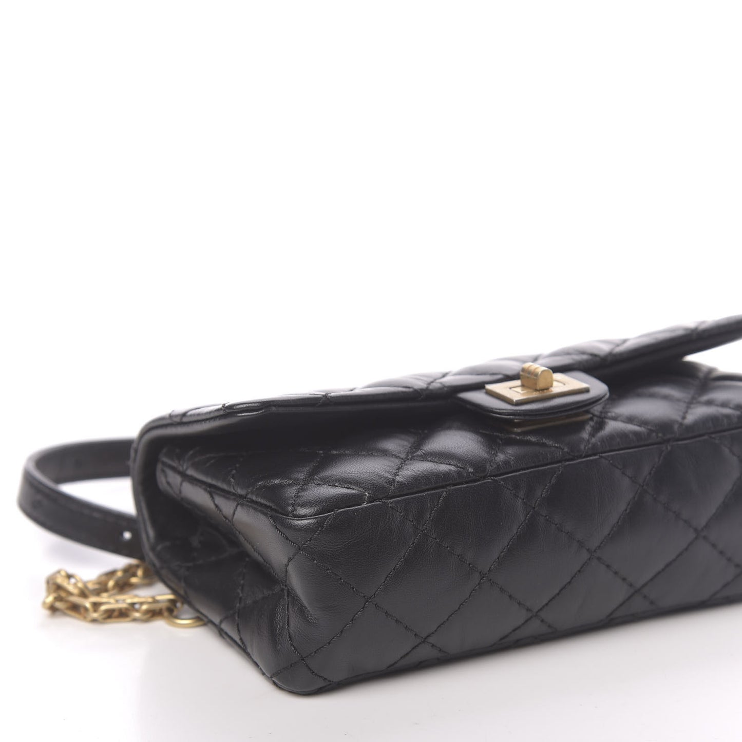Aged Calfskin Quilted 2.55 Reissue Chain Waist Bag Black