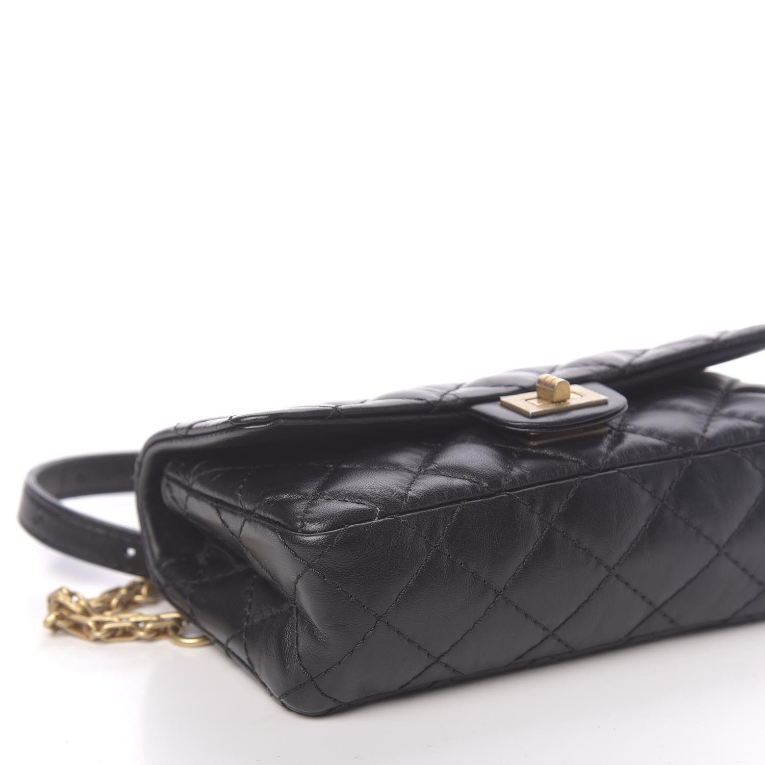 Chanel Aged Calfskin Quilted 2.55 Reissue Chain Waist Bag Black 8 of 11