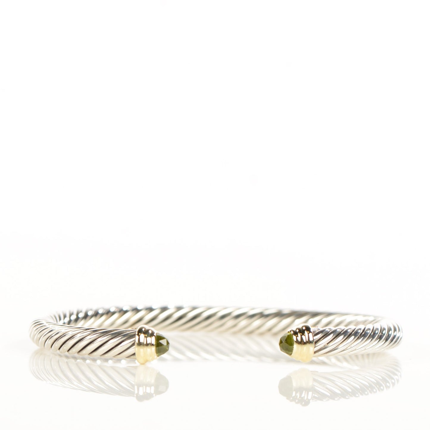Sterling Silver 14K Yellow Gold Peridot 5mm Cable Classics Bracelet
