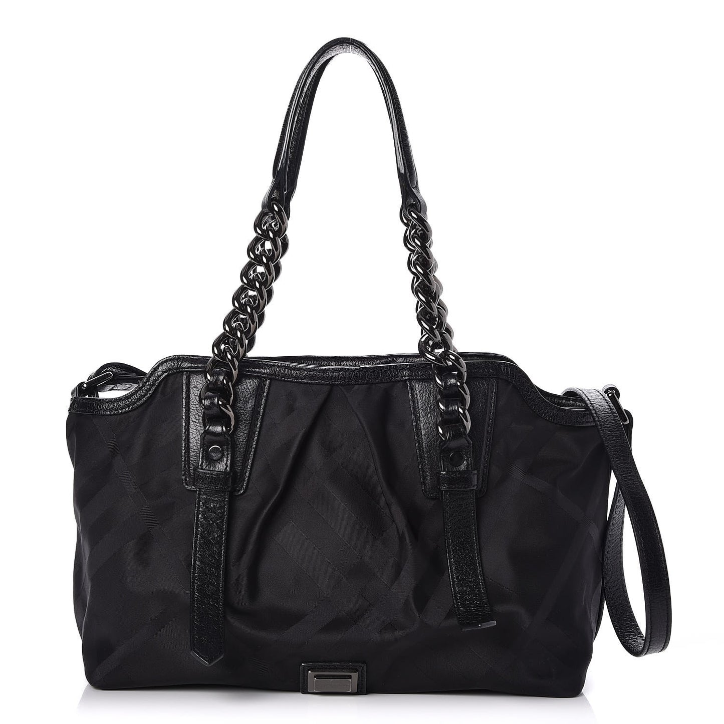 Nylon Tonal Check Torbitt Tote Black