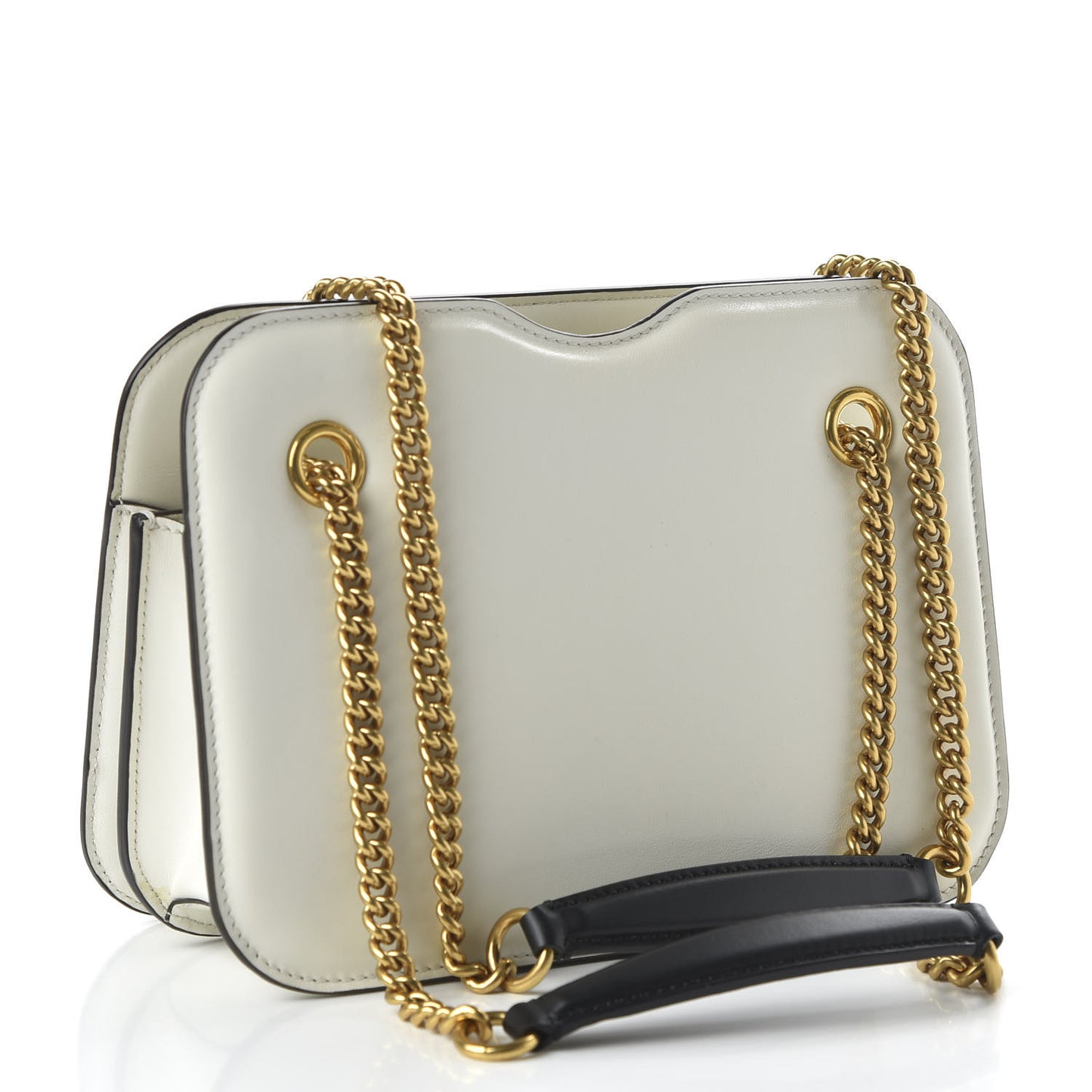 Vitello Glacier Karligraphy Pocket Shoulder Bag White Ice Black