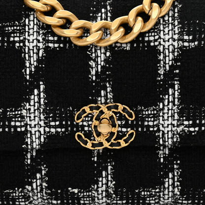 Chanel Tweed Quilted Large Chanel 19 Flap Black White 8 of 11