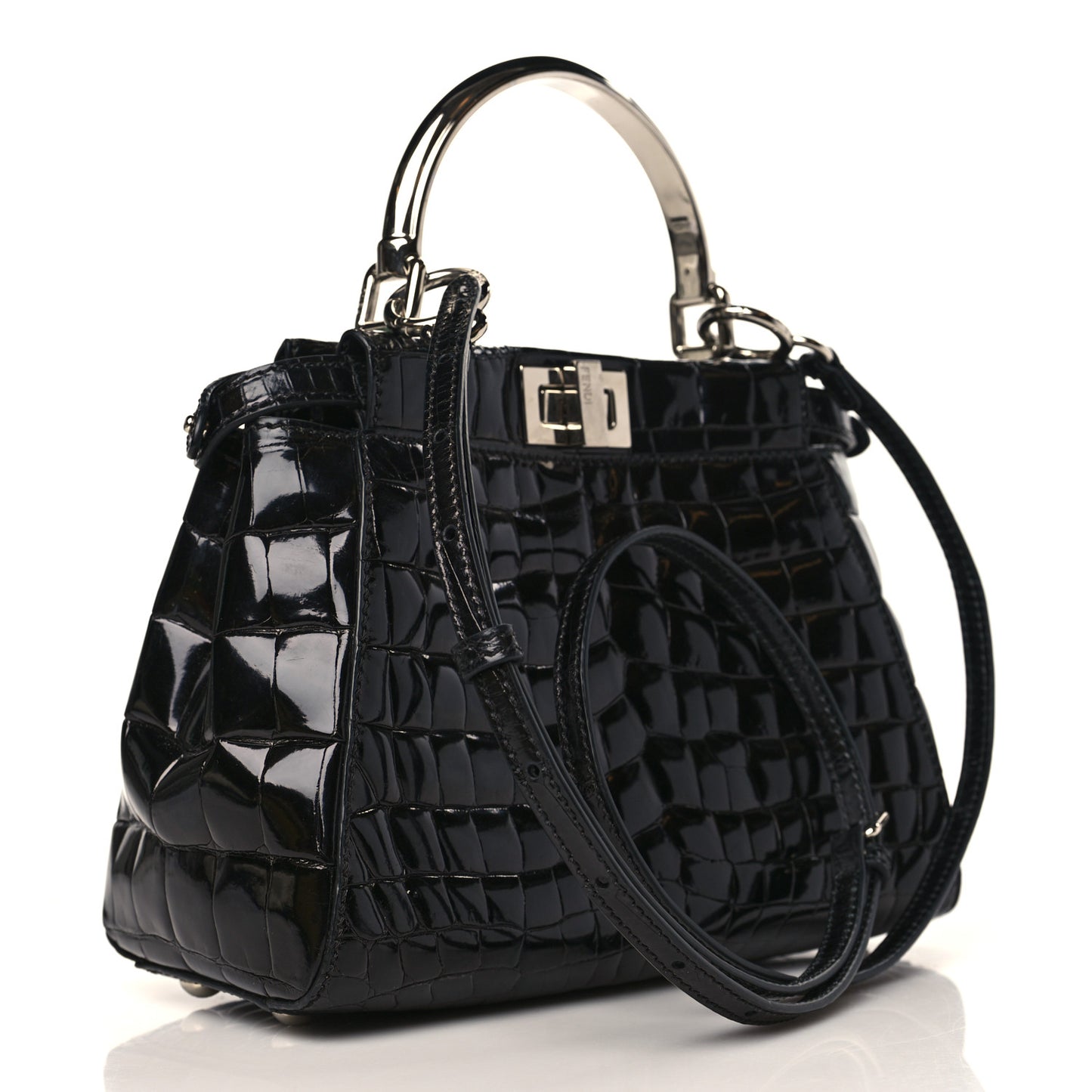 Crocodile Mini Peekaboo Iconic Satchel Black