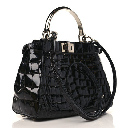 Fendi Crocodile Mini Peekaboo Iconic Satchel Black 3 of 10