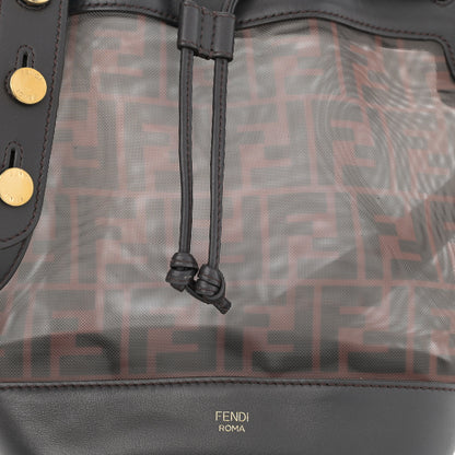 Fendi Mesh Vitello Grace F is Fendi FF 1974 Grande Mon Tresor Bucket Bag Marrone Black Ebano 7 of 9