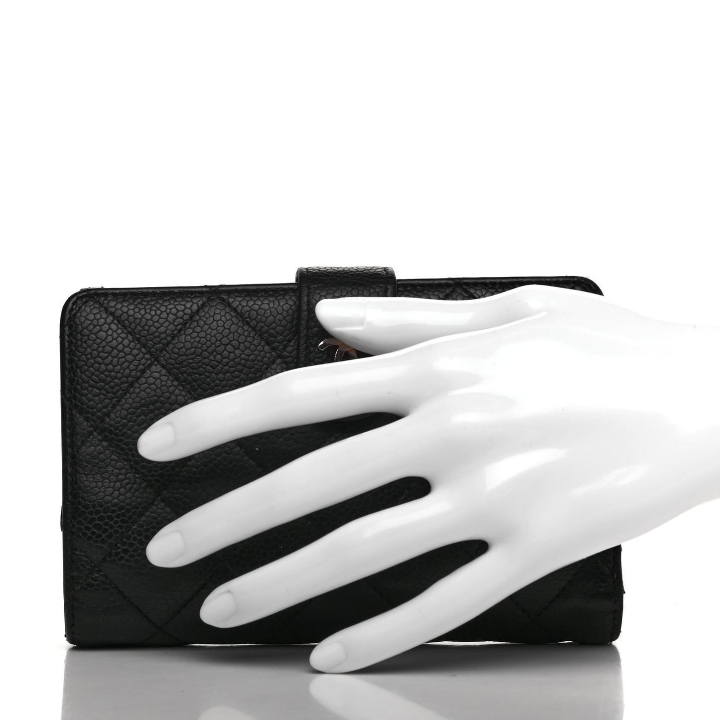 Caviar Quilted Zipped Pocket Wallet Black