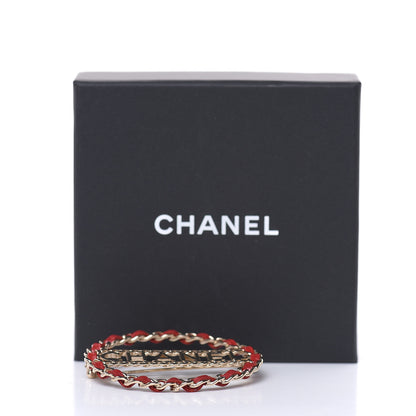 Chanel Lambskin Chain Logo Brooch Red Gold 5 of 5