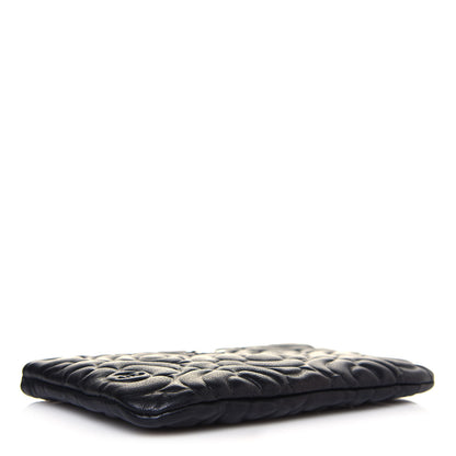 Chanel Goatskin Camellia Embossed Cosmetic Pouch Black 4 of 12