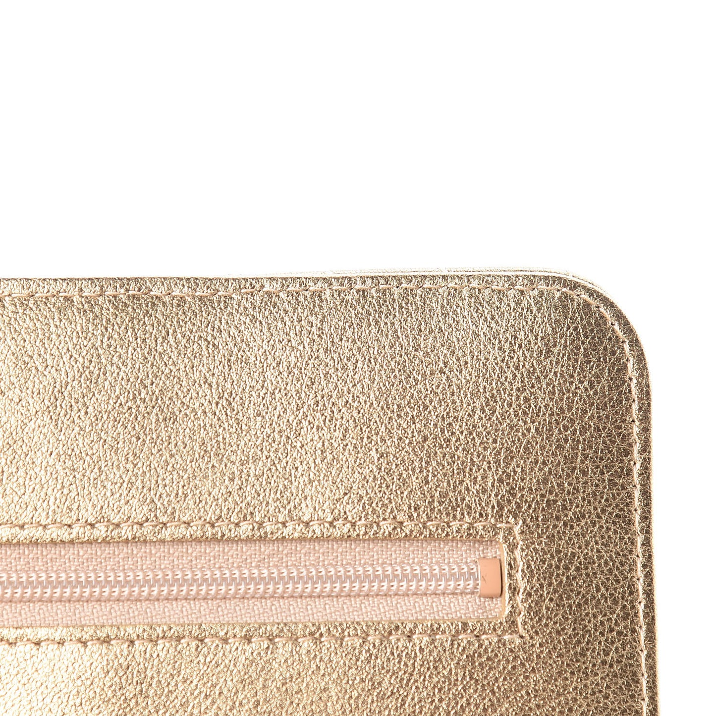 Metallic Lambskin Chevron Quilted Wallet On Chain WOC Gold
