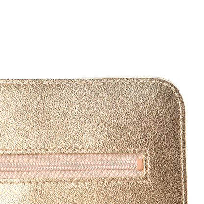 Chanel Metallic Lambskin Chevron Quilted Wallet On Chain WOC Gold 13 of 14