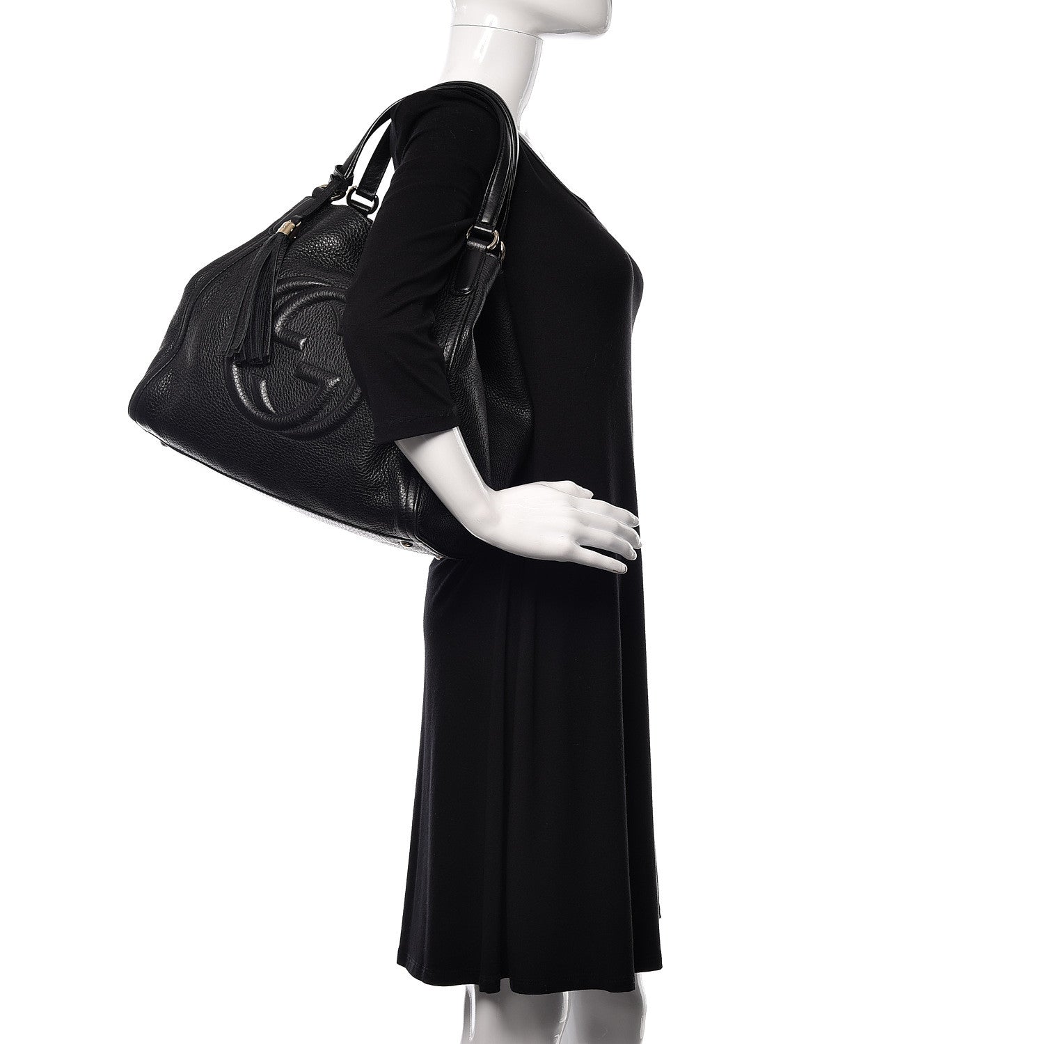 Gucci Pebbled Calfskin Medium Soho Shoulder Bag Black 2 of 10