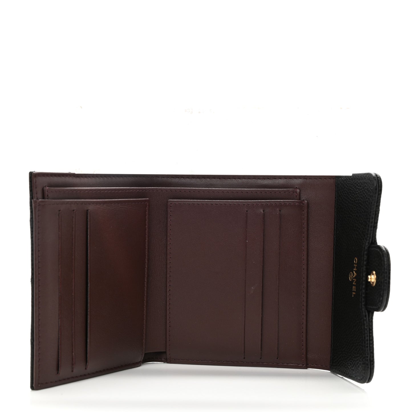 Caviar Quilted Compact Flap Wallet Black