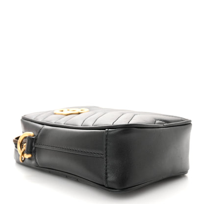 Gucci Calfskin Matelasse Mini GG Marmont Crossbody Bag Black 4 of 10