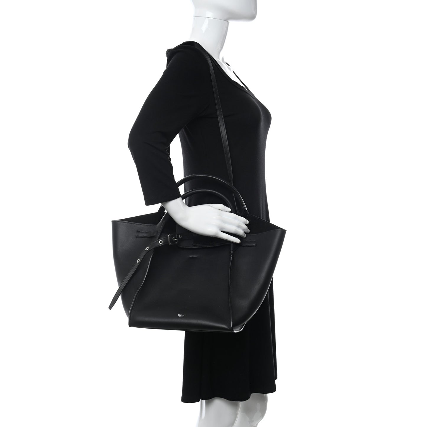 Supple Grained Calfskin Small Big Bag Black
