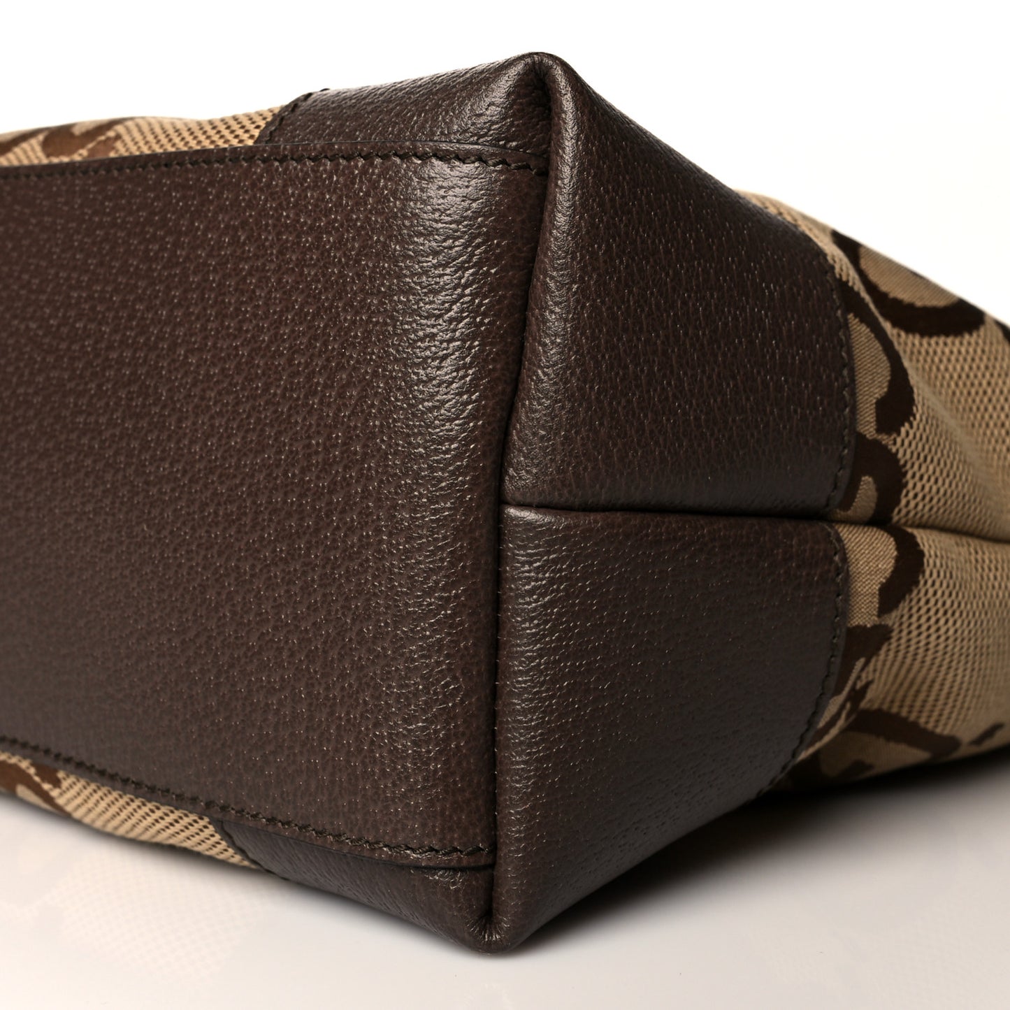 Monogram Jumbo GG Textured Dollar Calfskin Web Medium Ophidia Shopping Tote Camel Ebony