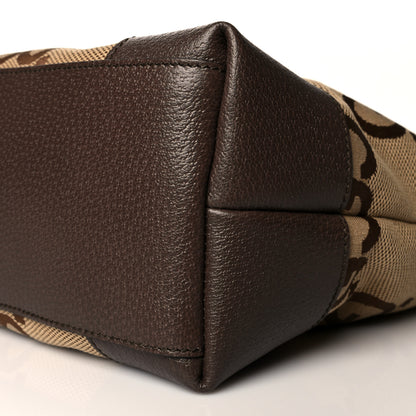 Gucci Monogram Jumbo GG Textured Dollar Calfskin Web Medium Ophidia Shopping Tote Camel Ebony 10 of 10