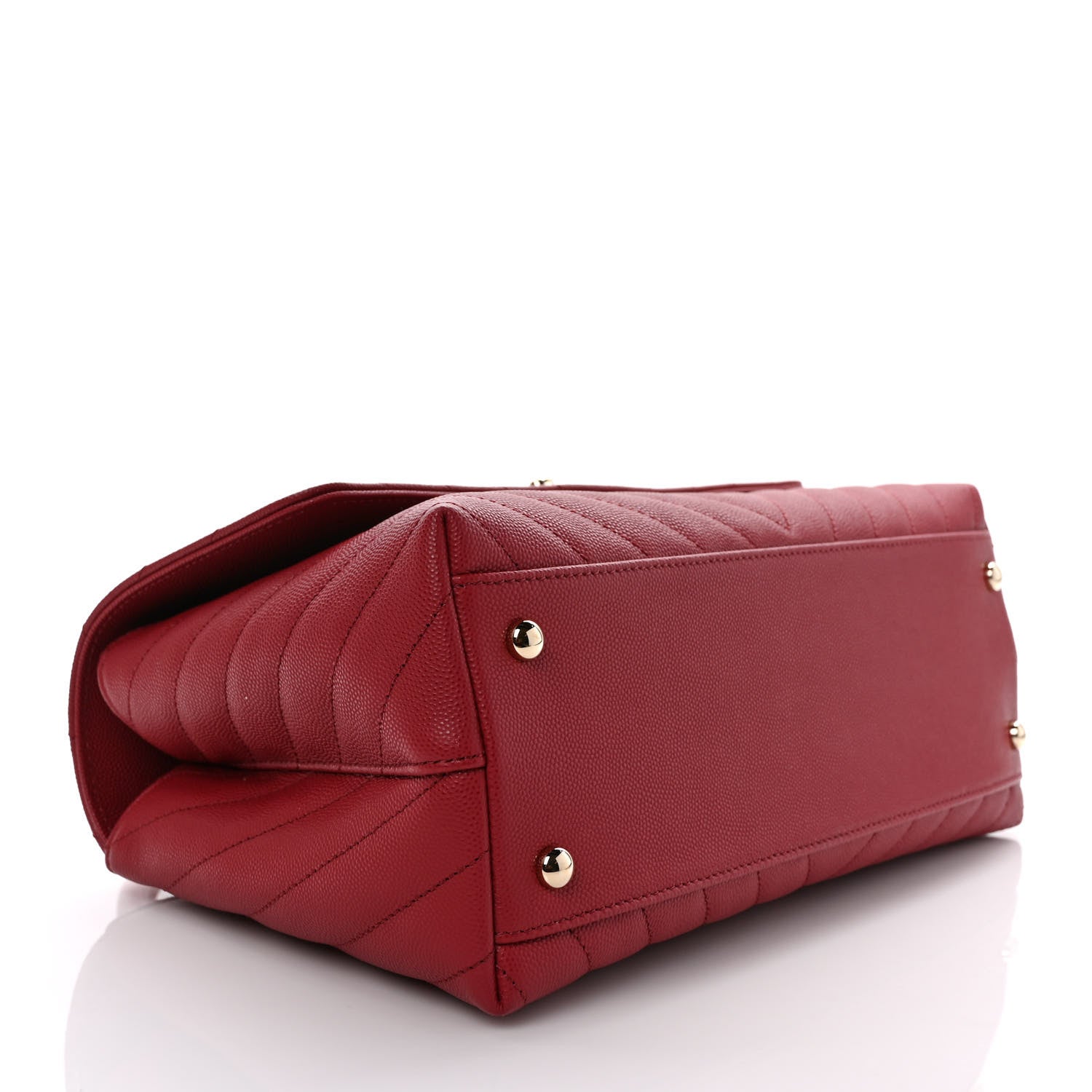 Chanel Caviar Lizard Chevron Quilted Small Coco Handle Flap Red 4 of 9