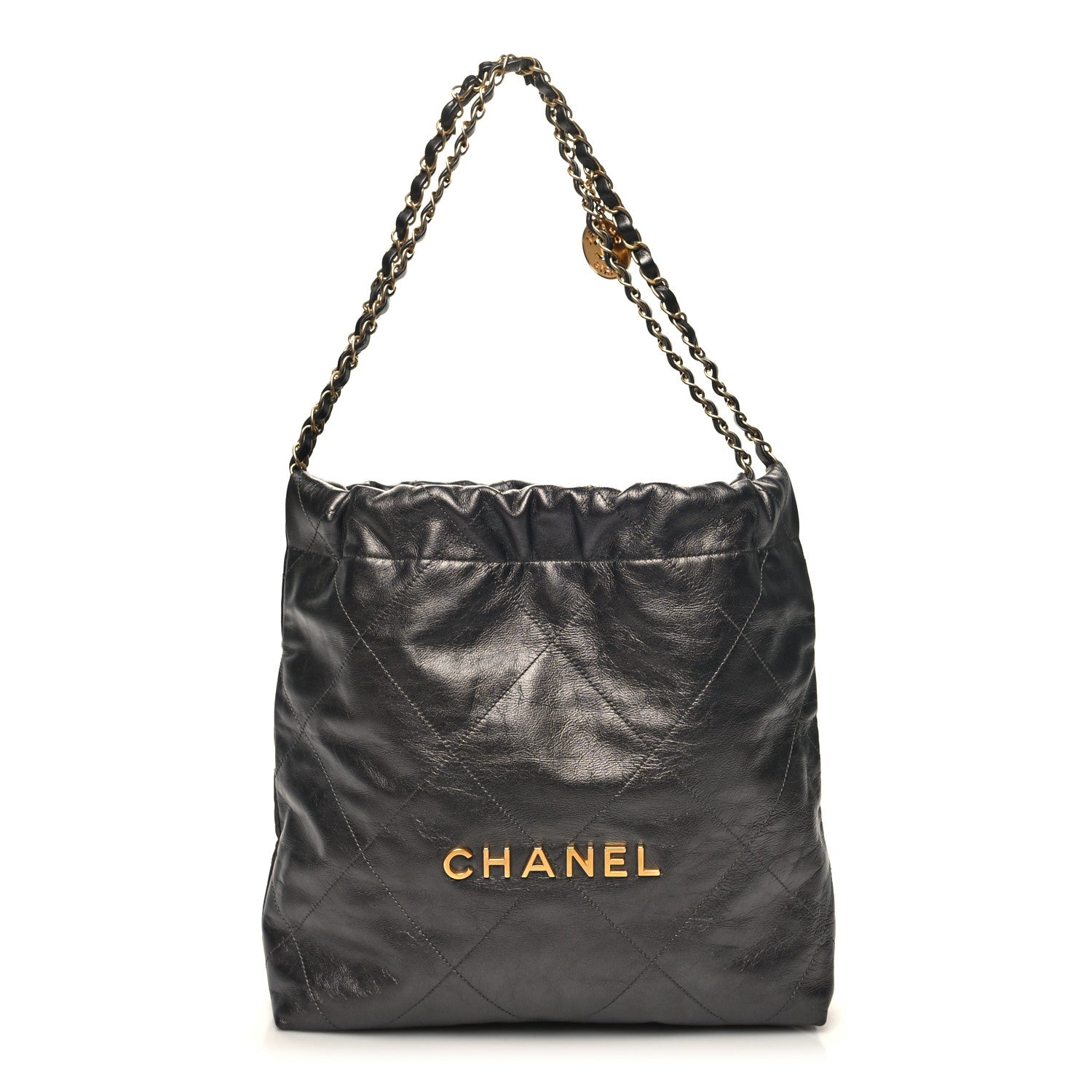 Chanel Metallic Calfskin Quilted Small Chanel 22 Ruthenium 3 of 11