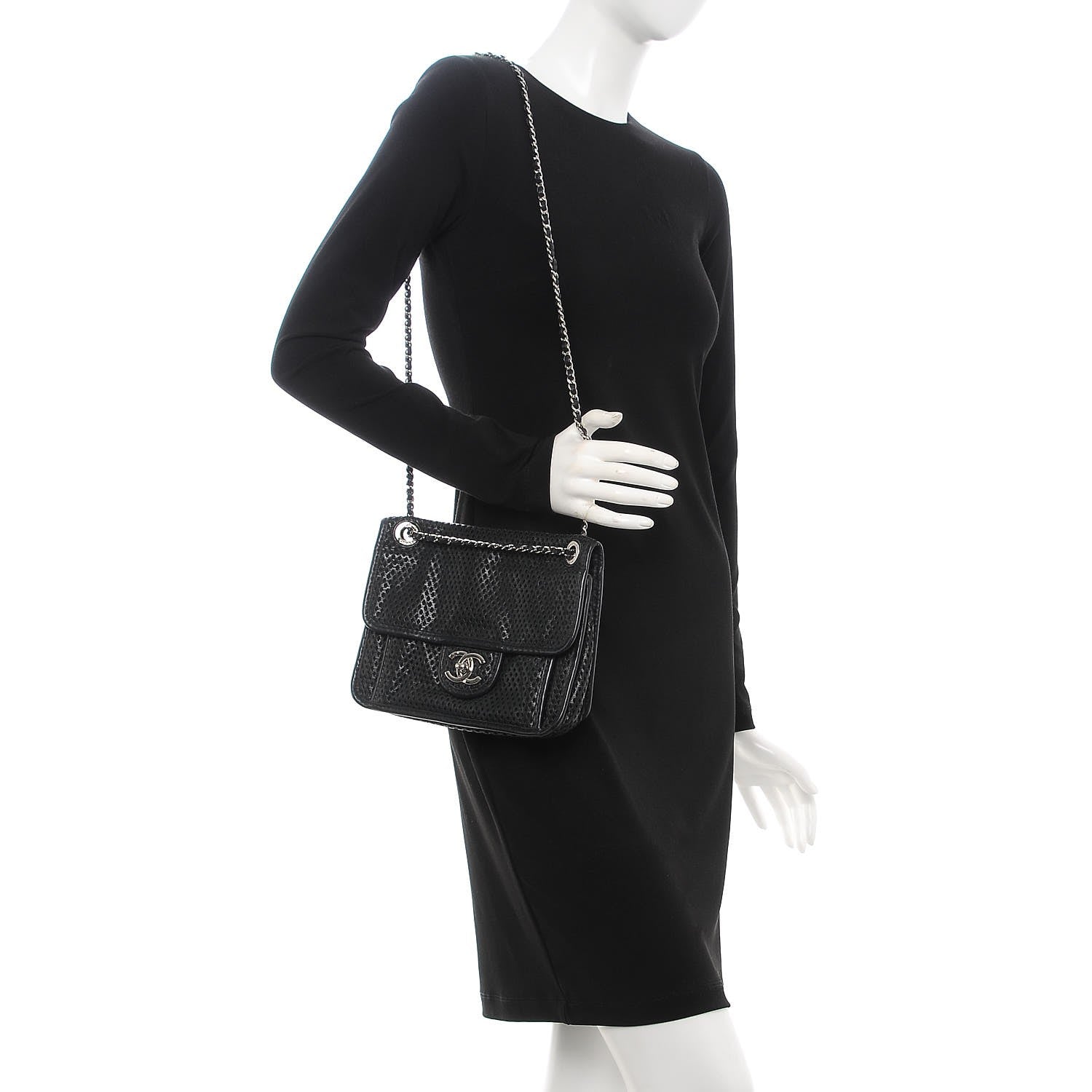 Chanel Metallic Perforated Calfskin Small Up In The Air Flap Black 2 of 5
