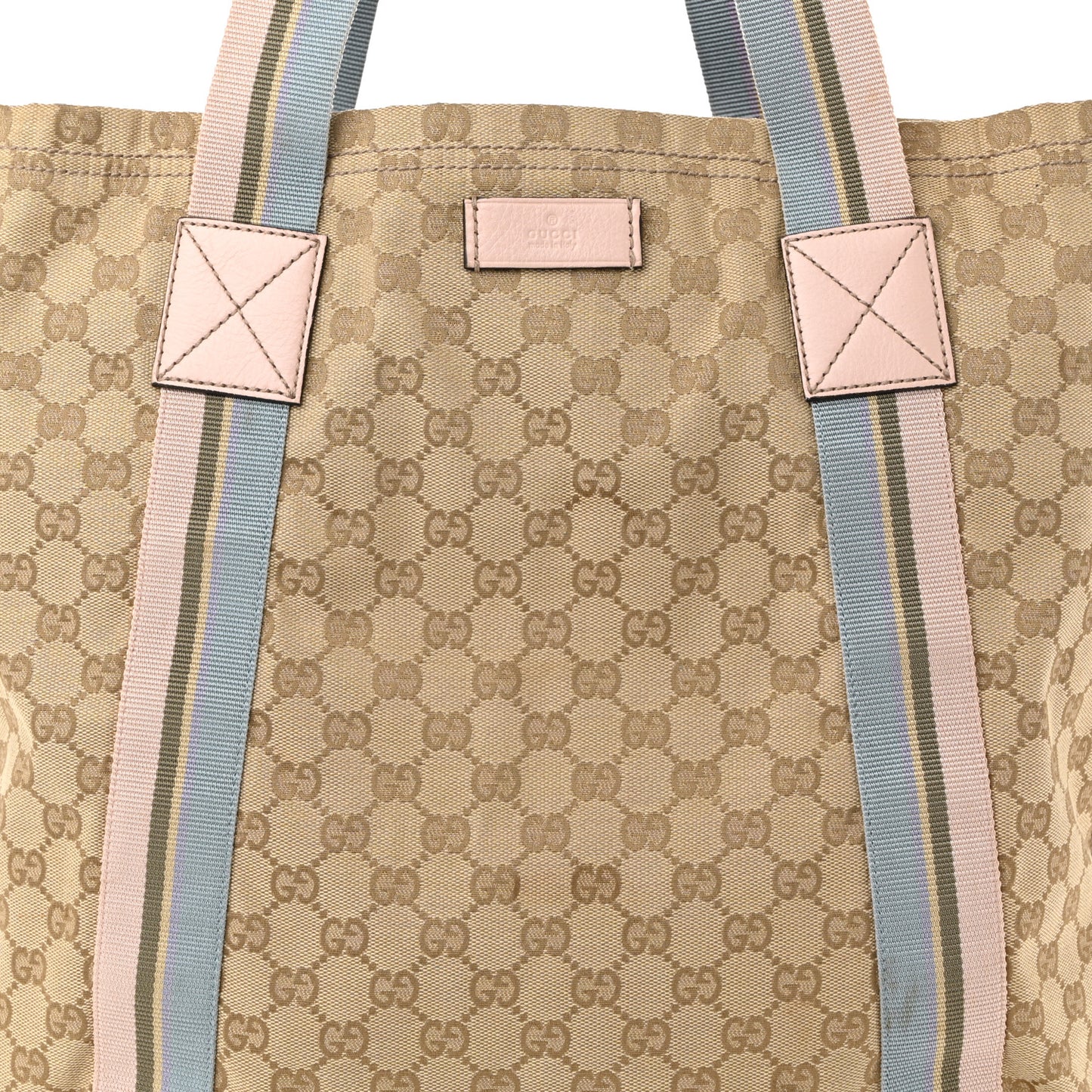 GG Monogram Medium Web Handle Vertical Tote Pink Blue
