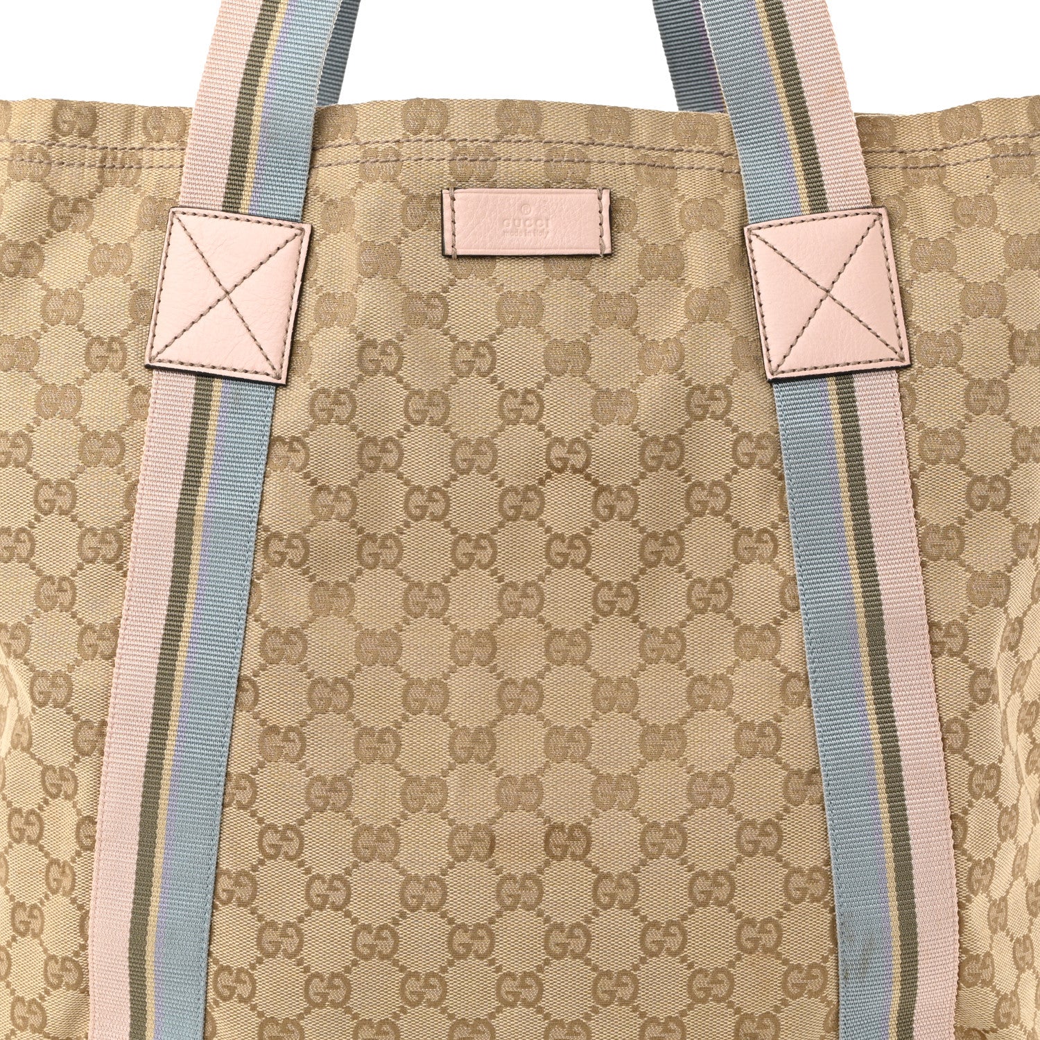 Gucci GG Monogram Medium Web Handle Vertical Tote Pink Blue 8 of 11