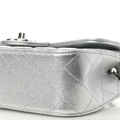 Chanel Metallic Caviar Quilted Mini Rectangular CC Slide Flap Silver 10 of 10