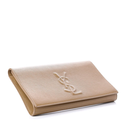 Saint Laurent Calfskin Monogram Large Belle De Jour Clutch Beige 4 of 10