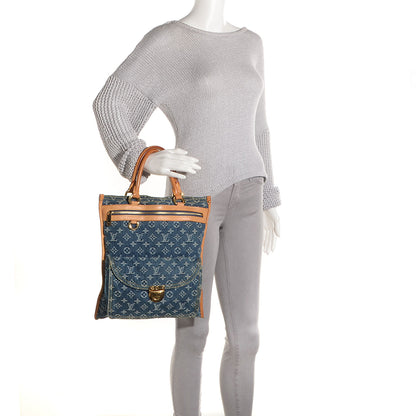 Louis Vuitton Monogram Denim Sac Plat Blue 2 of 7