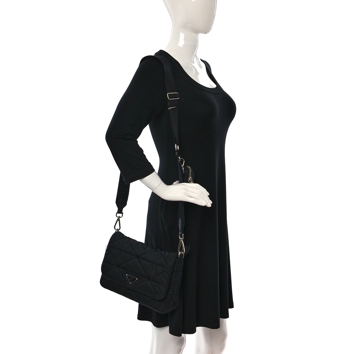 Prada Re-Nylon Quilted Padded Flap Shoulder Bag Black 2 of 9