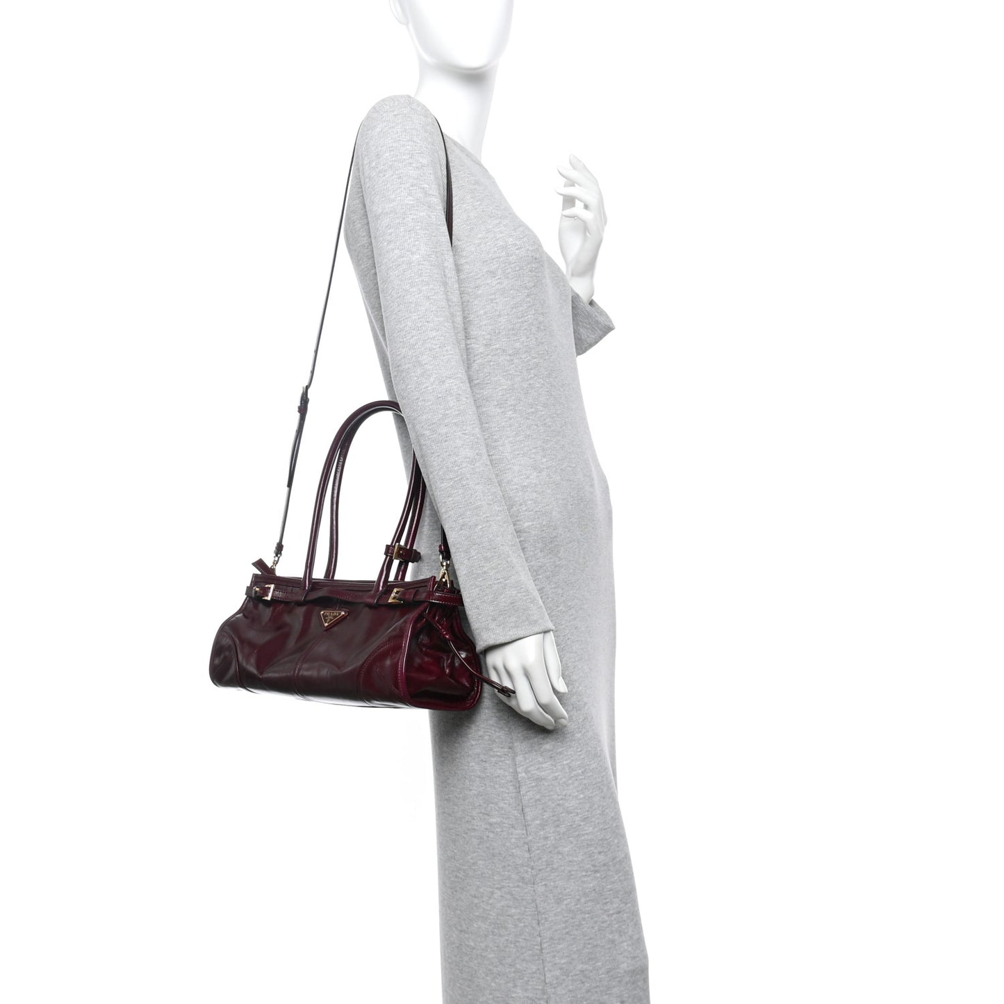 Shiny Nappa Medium Bonnie Shoulder Bag Bordeaux